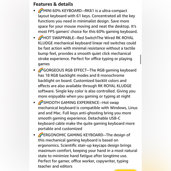 RK61 Wired 60% Mechanical Gaming Keyboard RGB Backlit Ultra-Compact Hot-Swappabl - Picture 10 of 10